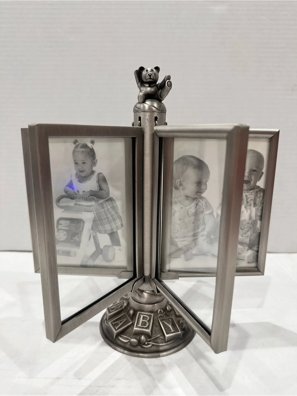 The Limited Silver Rotating Baby Block Photo Frame